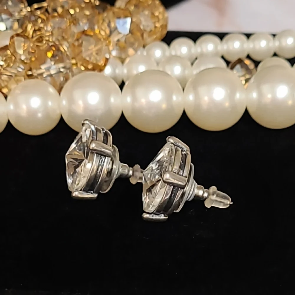 Set of 3 Large Crystal Stud Earrings